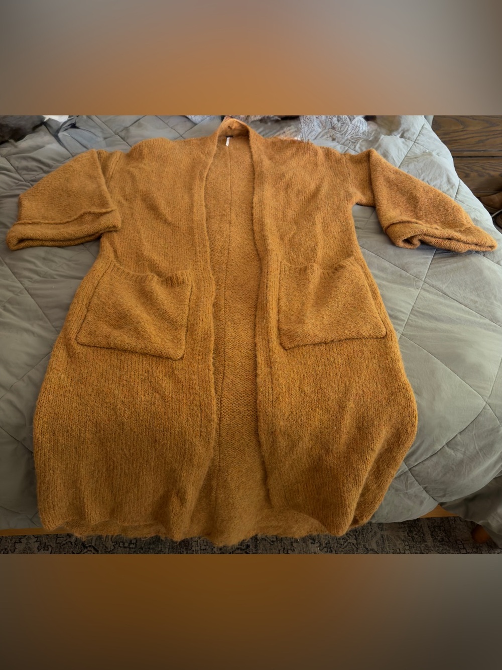 Free People Live In Tokyo Cardigan Chestnut Camel Pocket - Picture 4 of 6